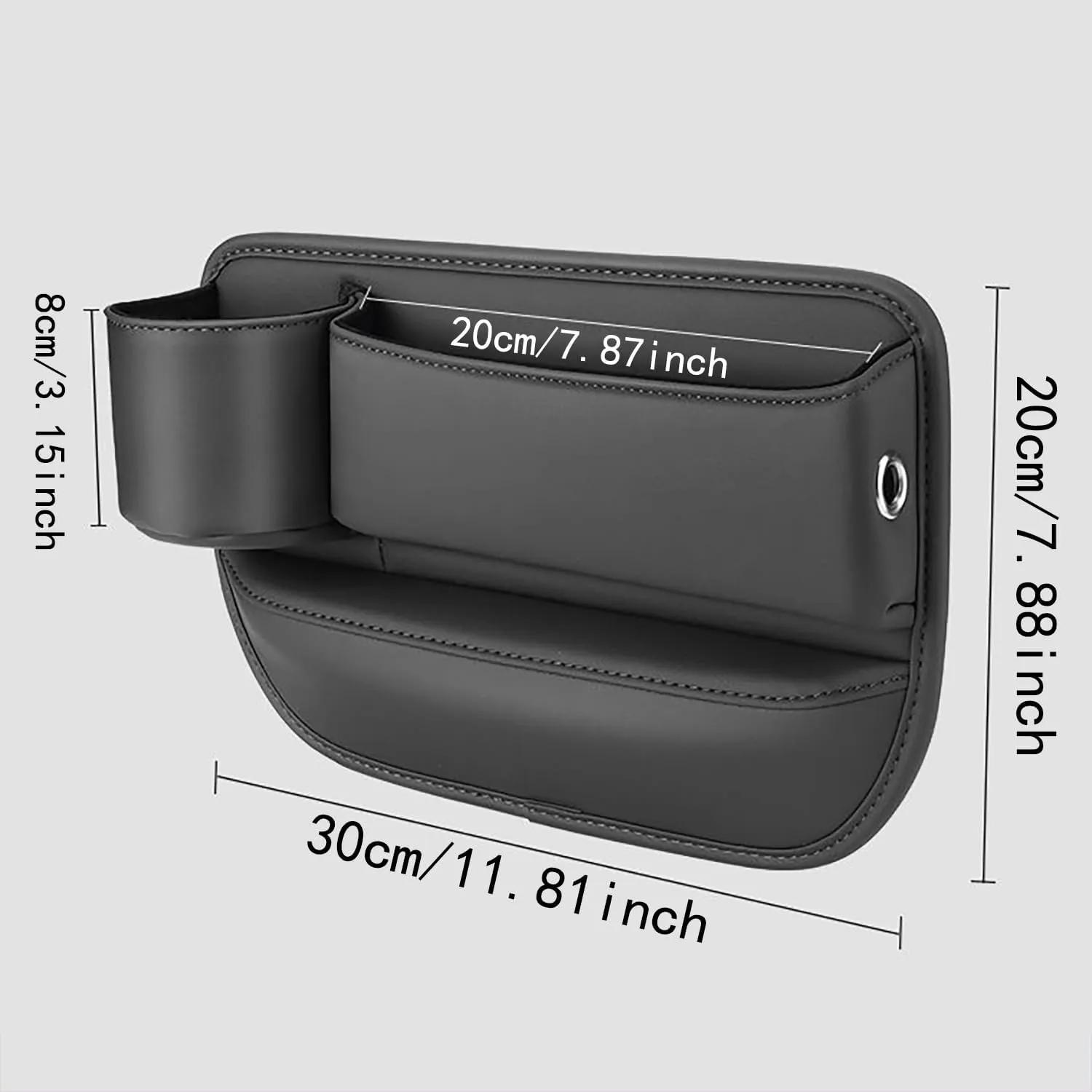 Car seat Pouch, Center Console Pouch, Gap Filler, Car Leather Cup Holder Gap Bag,Leather Storage Box for Mobile Phone Keys, Water Glasses, ID Cards, Glasses (Dark red 2 Pieces (Driver   co-Pilot))