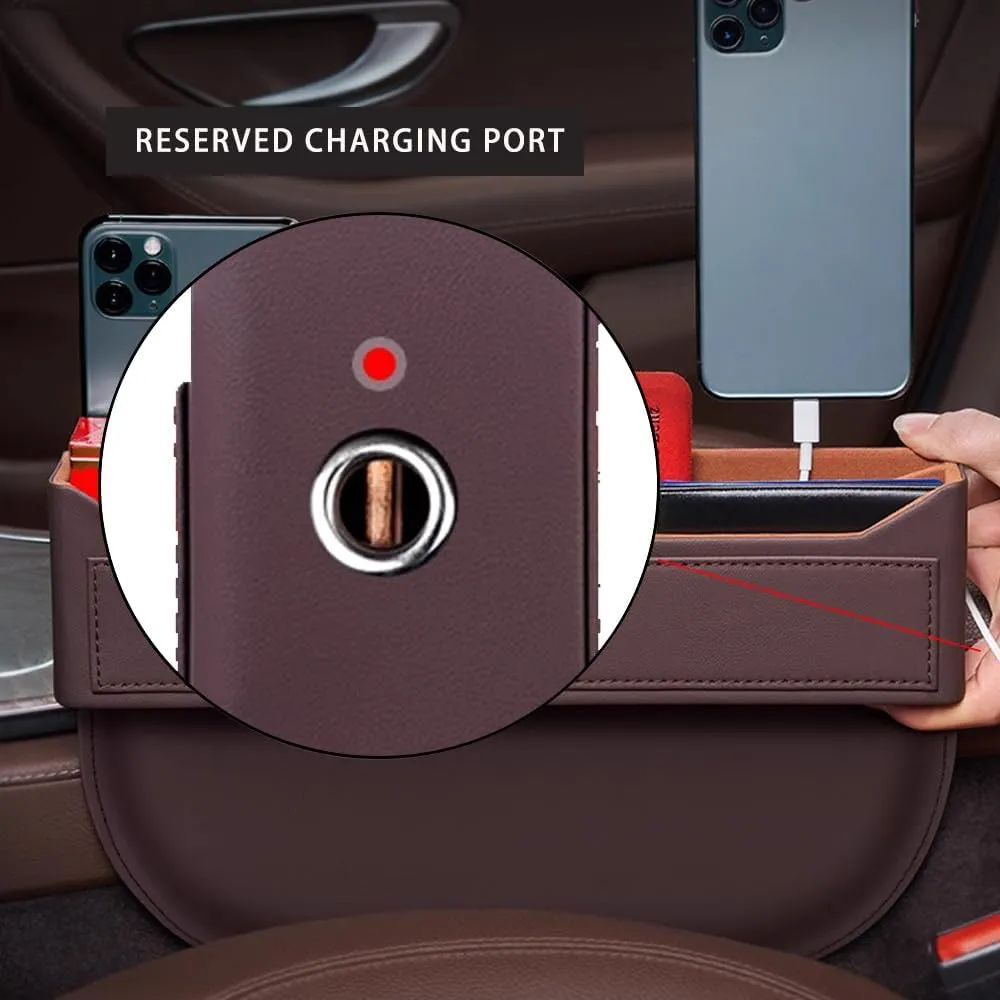 Car Seat Storage Box for Daewoo Evanda/Kalos/Lacetti/Lanos/Leganza/Matiz/Nexia, Car Console Side Pocket with USB Charging Hole Car Interior Accessories,B Black