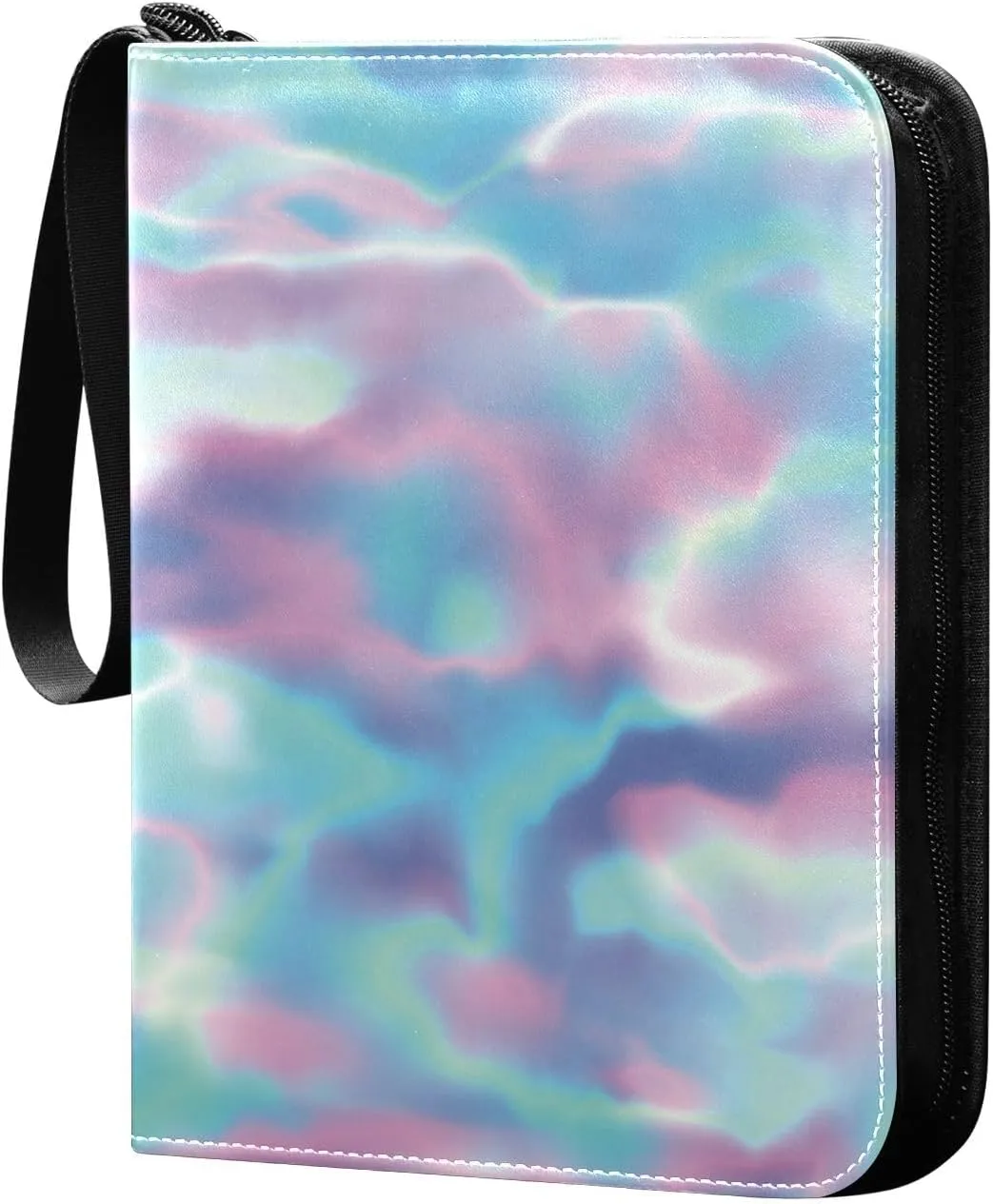Card Binder 4 Pocket, Trading Card Binder Holder Fits 400 Cards with 50 Sleeves, Card Collection Binder Album Book Holder for Baseball Football Games Cards, Colorful Design