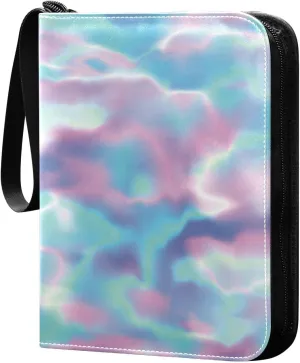 Card Binder 4 Pocket, Trading Card Binder Holder Fits 400 Cards with 50 Sleeves, Card Collection Binder Album Book Holder for Baseball Football Games Cards, Colorful Design