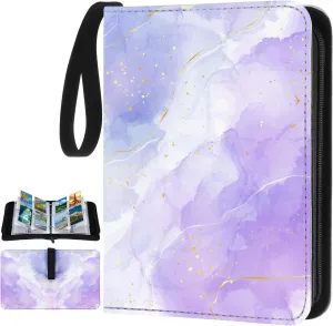 Card Binder 4/9 Pocket PU Waterproof Trading Binder Compatible with Mtg for 400/900 Portable Album Holder with Zipper Wristband Card Organizer Book Case