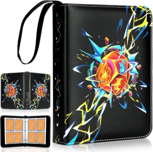 Card Binder for Cards, Trading Card Binder Holder Fits 400 Cards with 50 Removable Sleeves, 4 Pocket Card Collection Binder Album Book Case Storage-Toys Gift for Boys Girls Aged 4 to 16