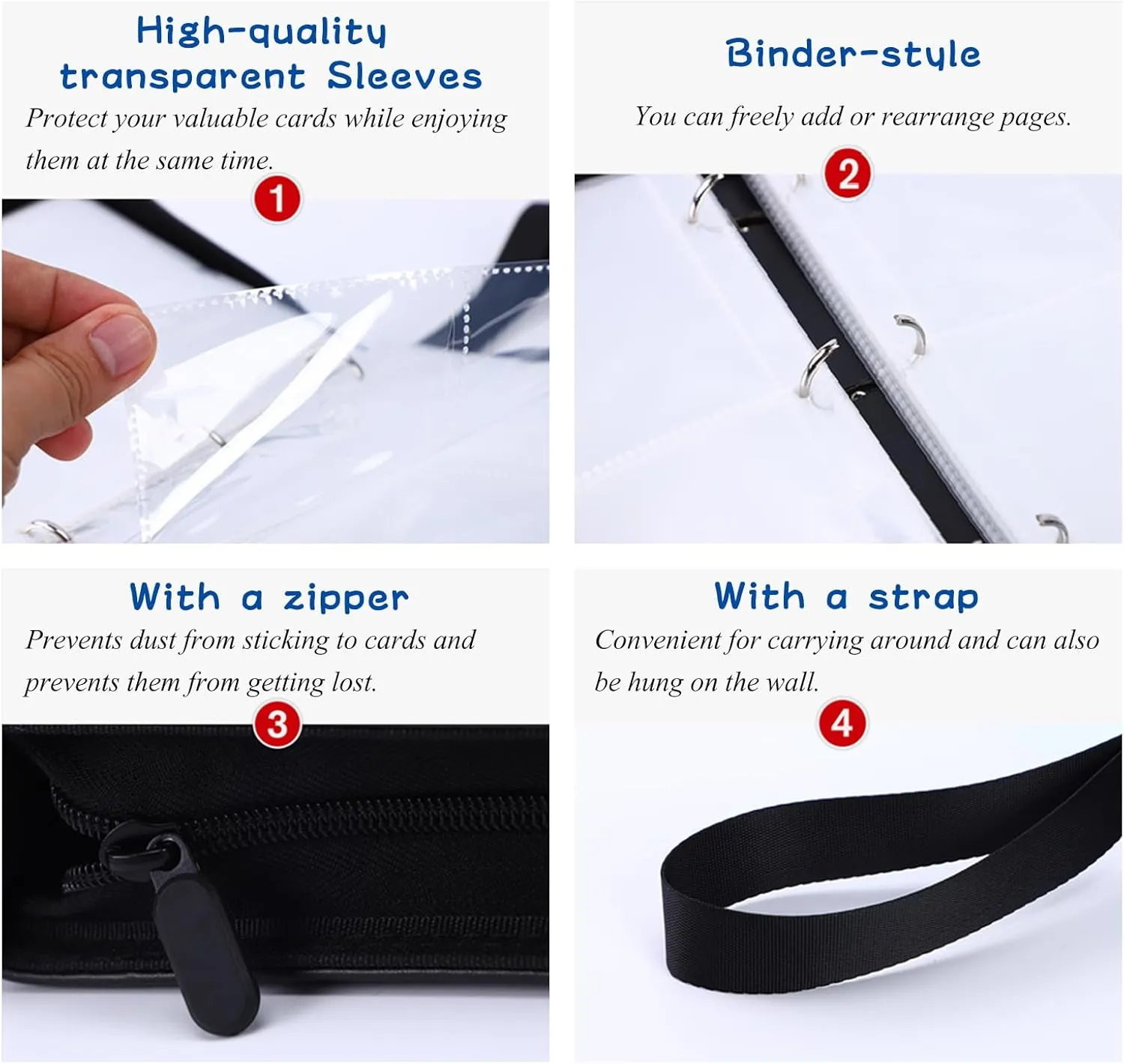 Card Binder with 9 Pockets - Holds Up to 900 Cards, Trading Card Collection Case Book (Black, 9 Pockets/900 Cards)