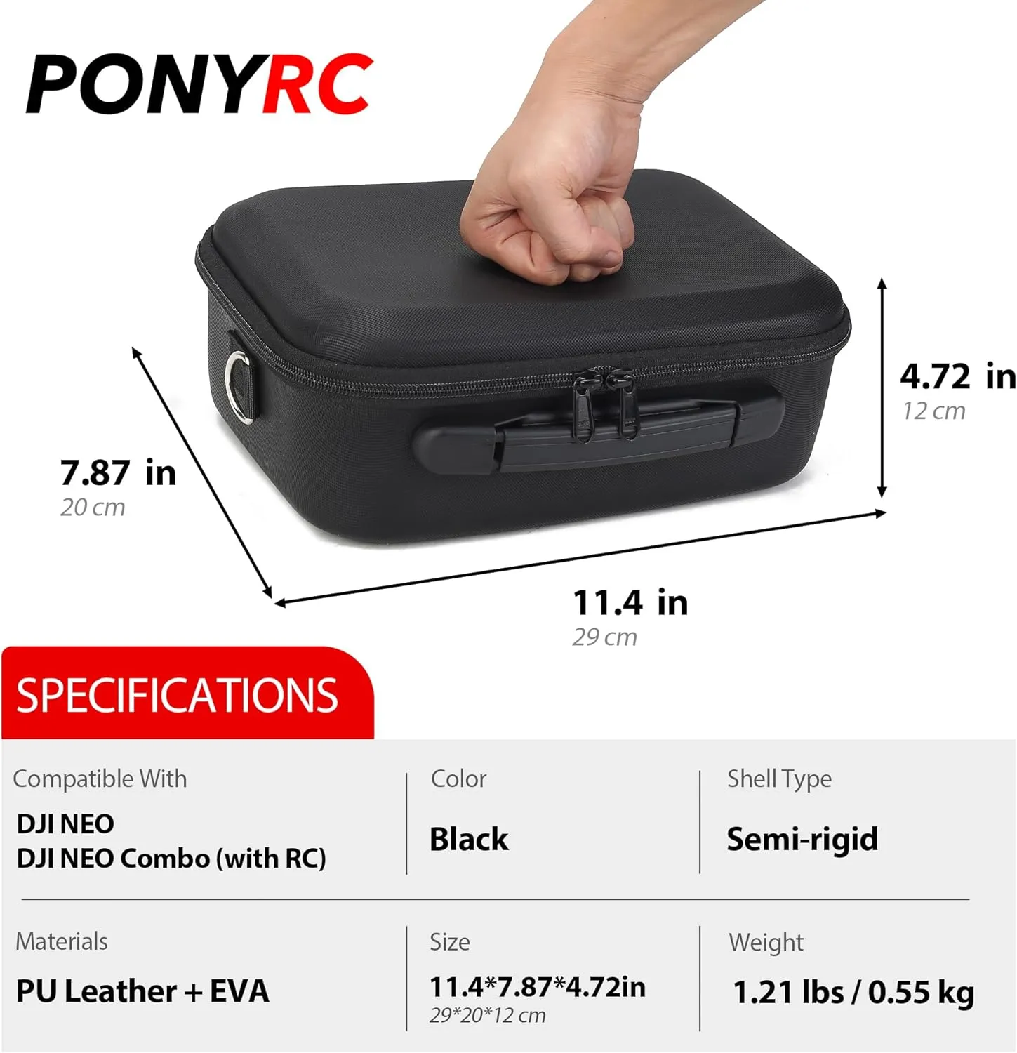Carrying Case for DJI Neo Combo, Portable PU Leather Shoulder Bag Travel Case for DJI Neo Combo, Compatible with RC-N3/N2, Neo Battery, Charging Hub and other Accessories, Black