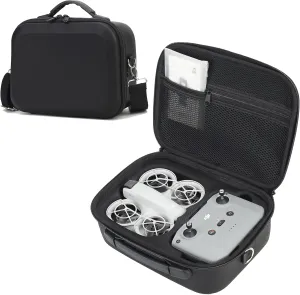 Carrying Case for DJI Neo Combo, Portable PU Leather Shoulder Bag Travel Case for DJI Neo Combo, Compatible with RC-N3/N2, Neo Battery, Charging Hub and other Accessories, Black