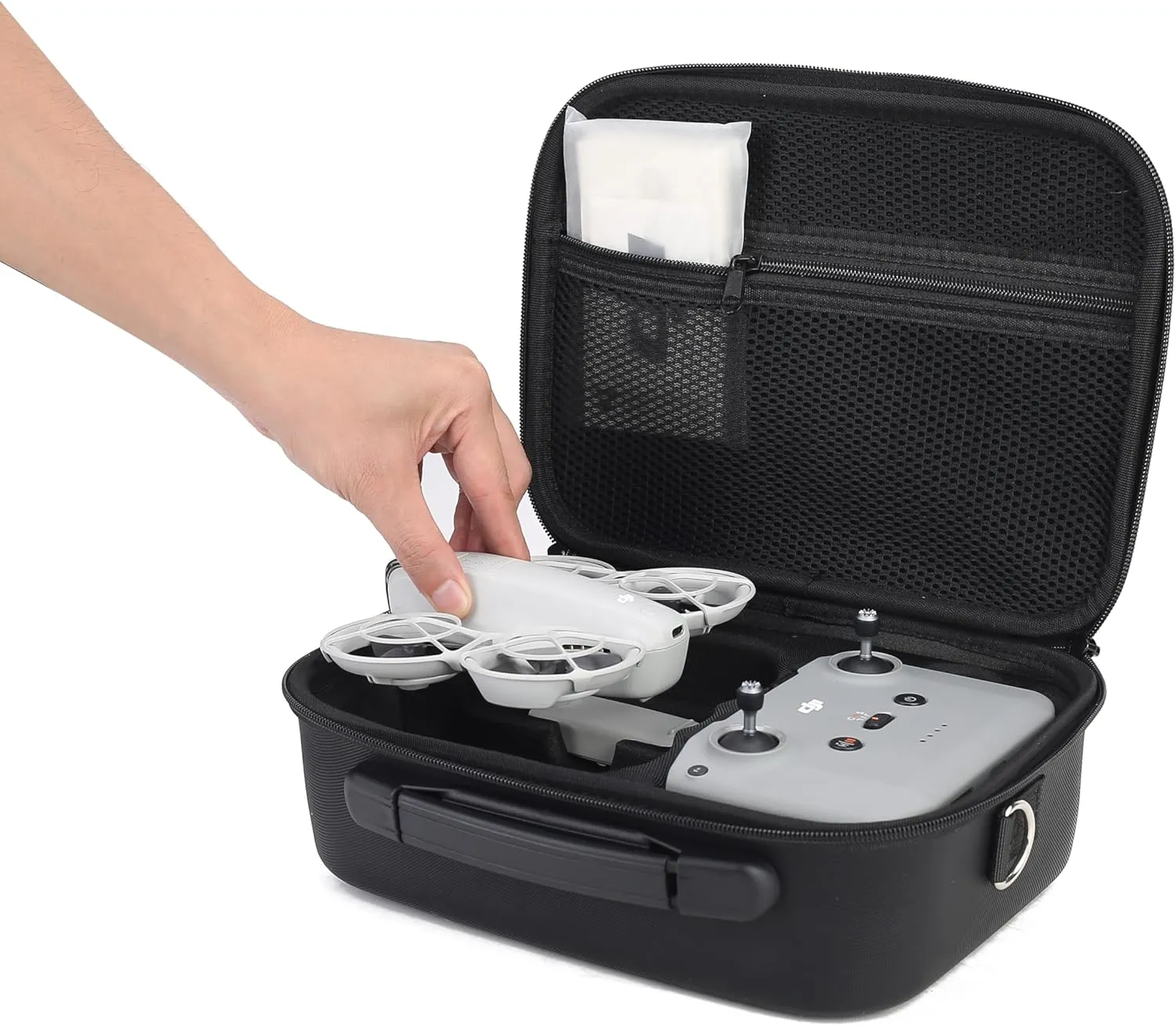 Carrying Case for DJI Neo Combo, Portable PU Leather Shoulder Bag Travel Case for DJI Neo Combo, Compatible with RC-N3/N2, Neo Battery, Charging Hub and other Accessories, Black