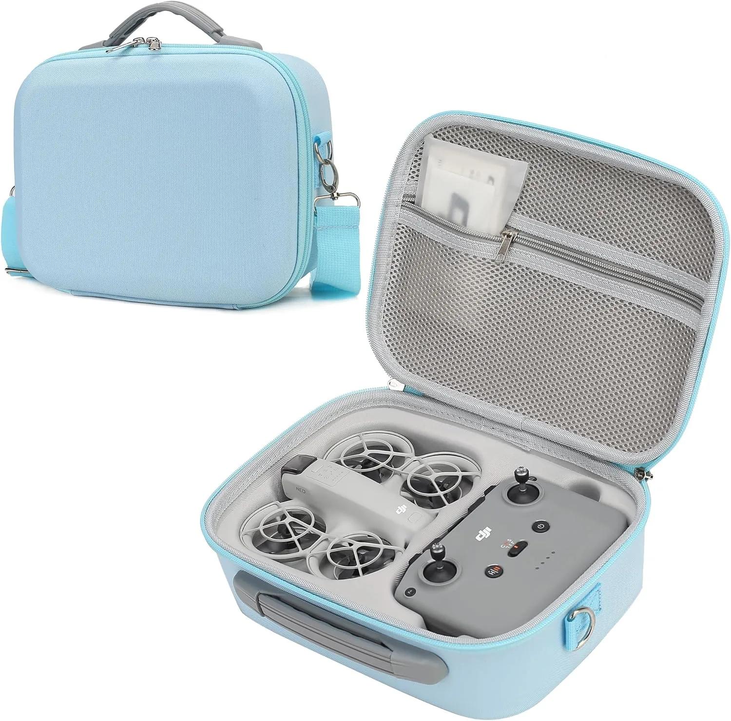 Carrying Case for DJI Neo Combo, Portable Storage Bag Travel Case for DJI Neo Combo, Compatible with RC-N3/N2 Remote Controller, Neo Battery, Charging Hub and other Accessories, Light Blue
