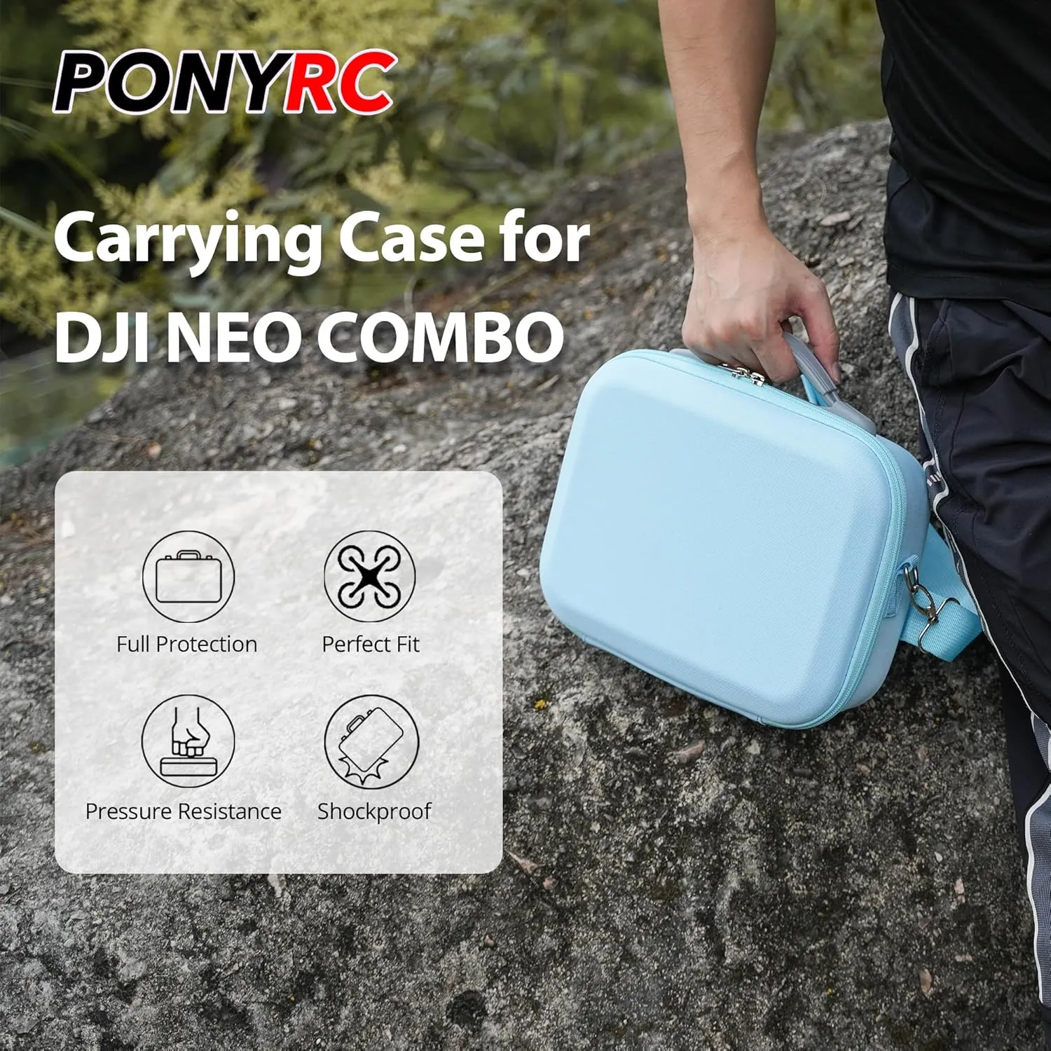 Carrying Case for DJI Neo Combo, Portable Storage Bag Travel Case for DJI Neo Combo, Compatible with RC-N3/N2 Remote Controller, Neo Battery, Charging Hub and other Accessories, Light Blue