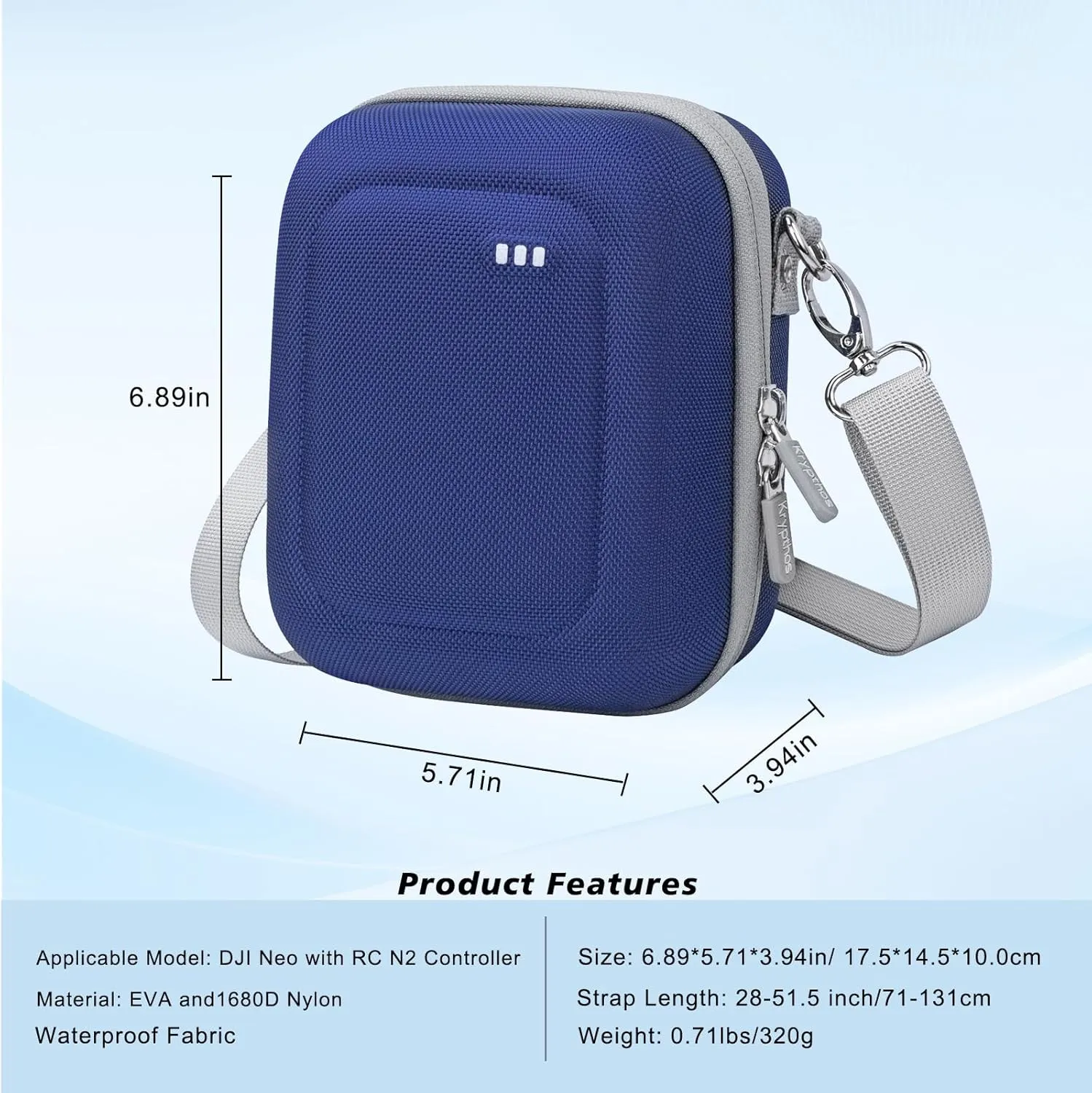 Carrying Case for DJI Neo, Portable Shoulder Bag Travel Neo Case with Elastic Strap to Fix DJI Neo Drone, Suit for Travel and Home Storage Drone and Its Accessories (Blue)