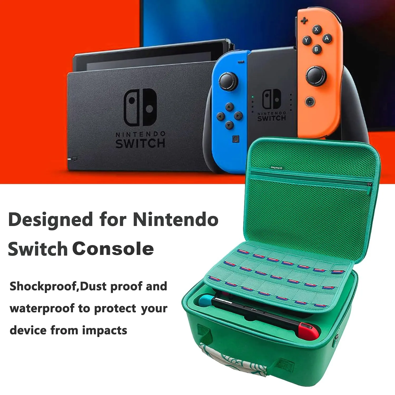 Carrying Case for Nintendo Switch,Portable Travel All Protective Hardshell Storage Case Compatible with Switch OLED Model for Switch Console, Pro Controller, Switch Dock with 21 Games Cards Slots