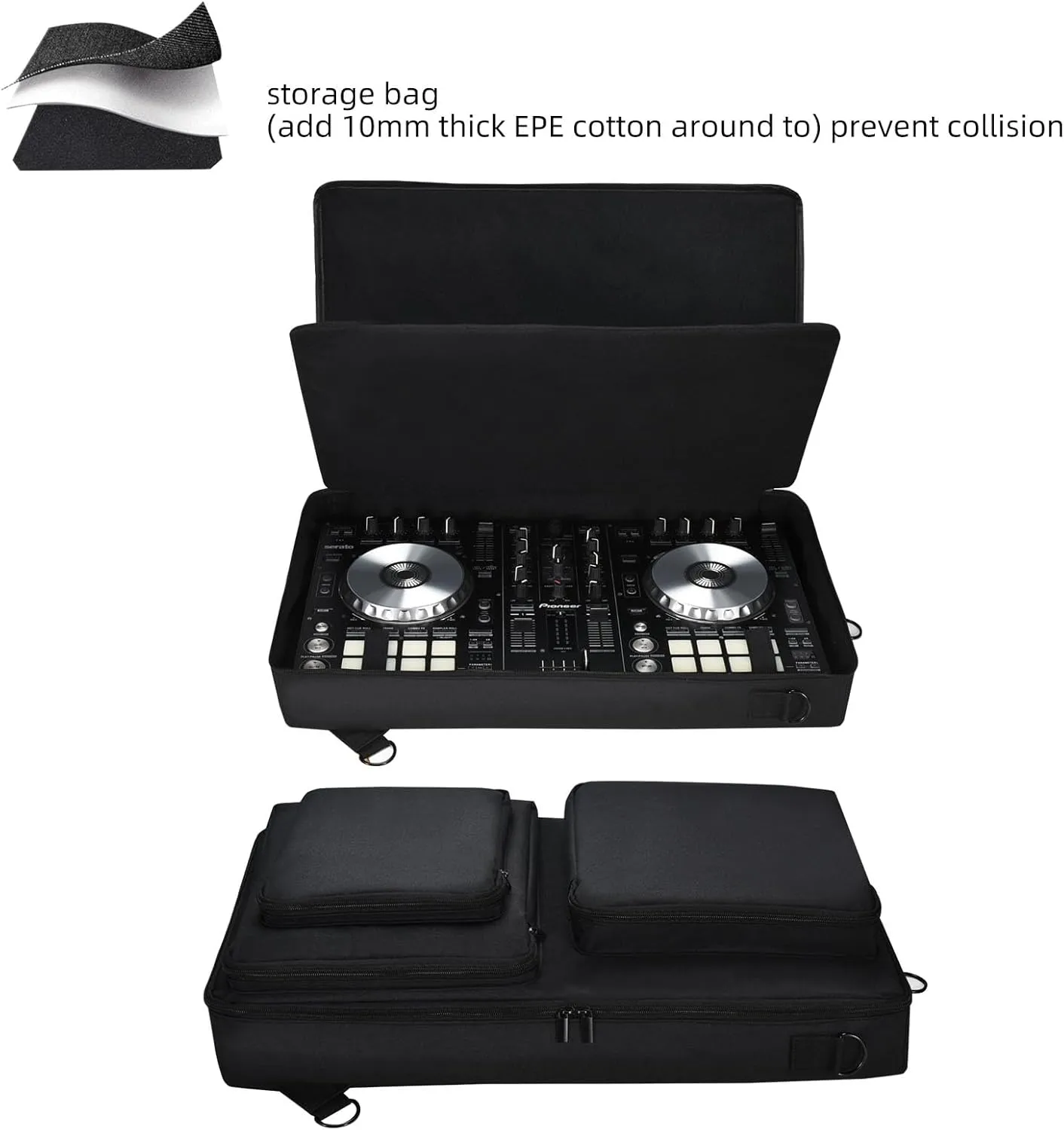 Carrying Travel Case for Pioneer DDJ-SR 2/SR/Native Instruments Traktor Kontrol S4 Mk3 Disc Player DJ Controller Storage Bag Portable Gig Bag with Shoulder Strap