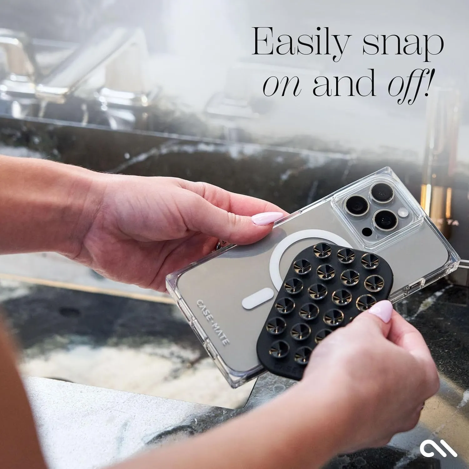 Case-Mate Stick it! Magnetic Suction Cup Phone Mount - Snap-On Detachable iPhone Suction Mount - Hands-Free MagSafe Phone Grip for iPhone Pro Max 16/15/14/13/12 Series - Black