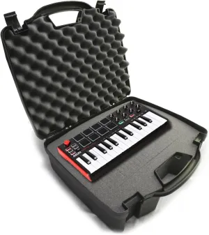Casematix Studiocase Travel Studio Hard Case Compatible with Alesis Sr18 or Sr16 Drum Machines, 25 Key Mini Akai Professional Mpk Midi or IK iRig Keys 2 Mini and Accessories in Customizable Foam