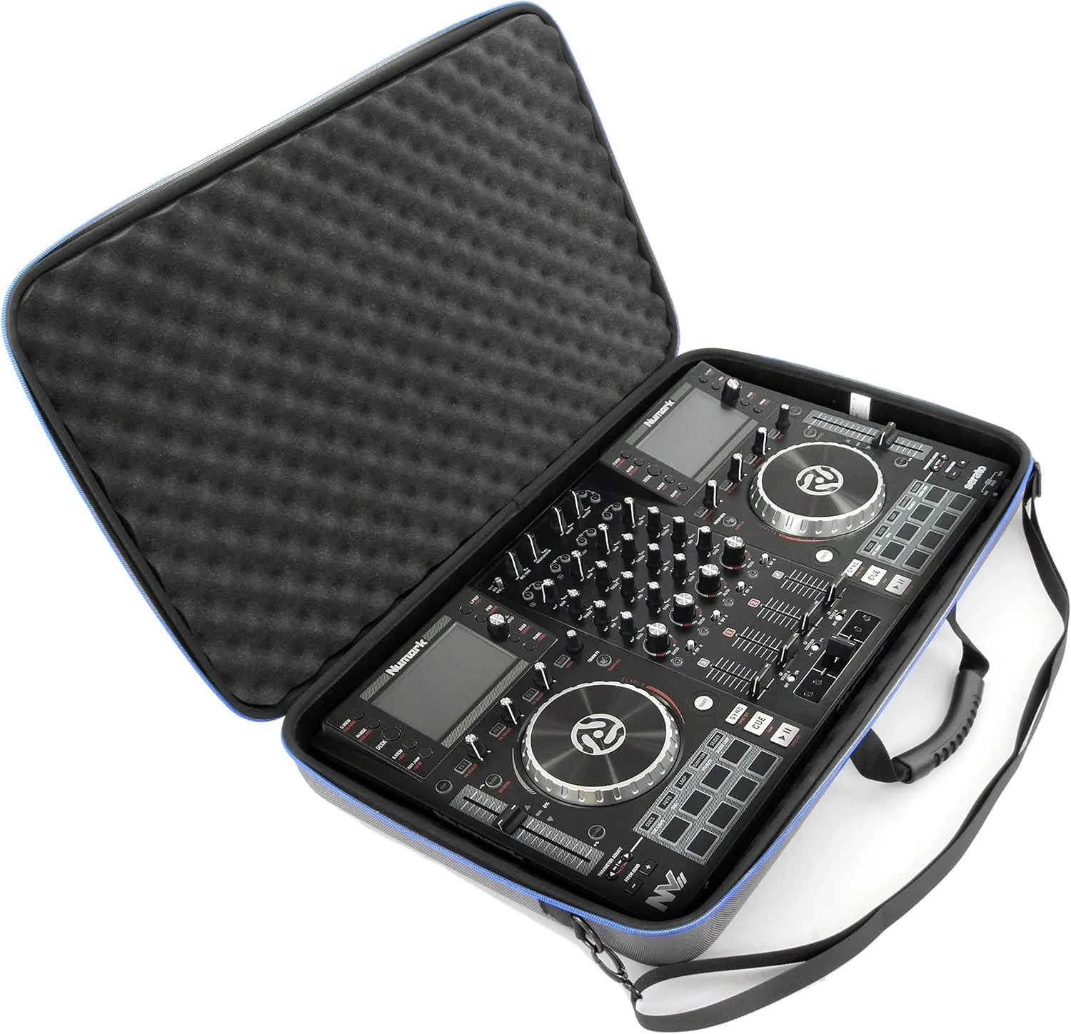 CASEMATIX Travel Case Compatible with Numark Mixstream Pro Plus, Mixstream Pro Go Standalone DJ Controller, Numark NV2 Serato Mixers and More - Includes Carrying Case Only with Shoulder Strap