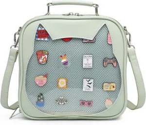 Cat Ita Bag Crossbody Bag Shoulder Bag Backpack Satchel Kawaii Purse with Pin Display