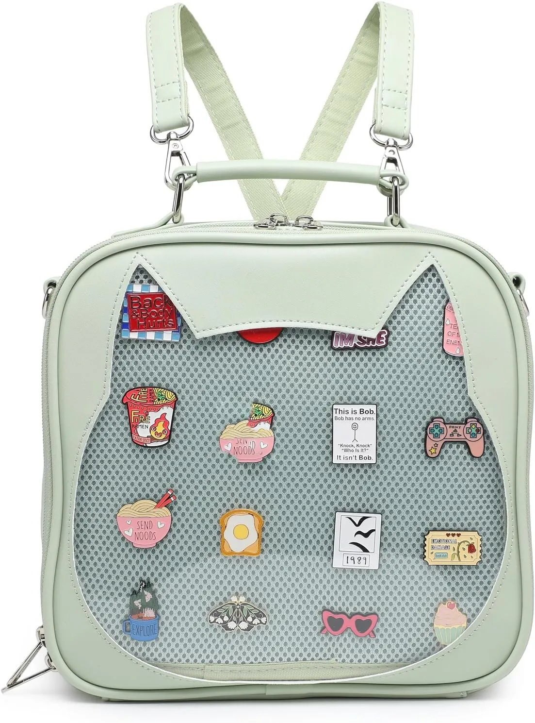 Cat Ita Bag Crossbody Bag Shoulder Bag Backpack Satchel Kawaii Purse with Pin Display