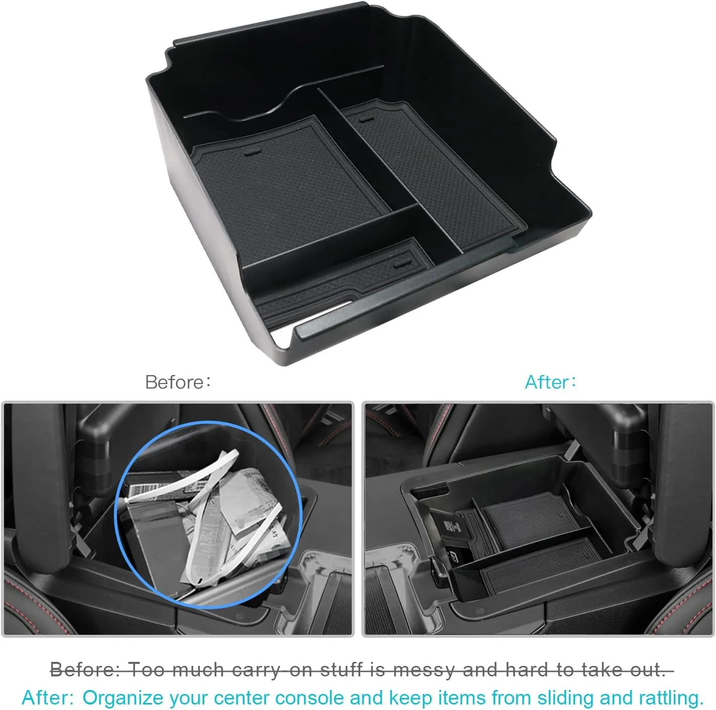 CDEFG Center Console Organizer Tray for 2022 2023 2024 Acura MDX Armrest Tray Storage Box Secondary Insert Tray Coin Container 2022-2024 Acura MDX Interior Accessories (Black Trim)