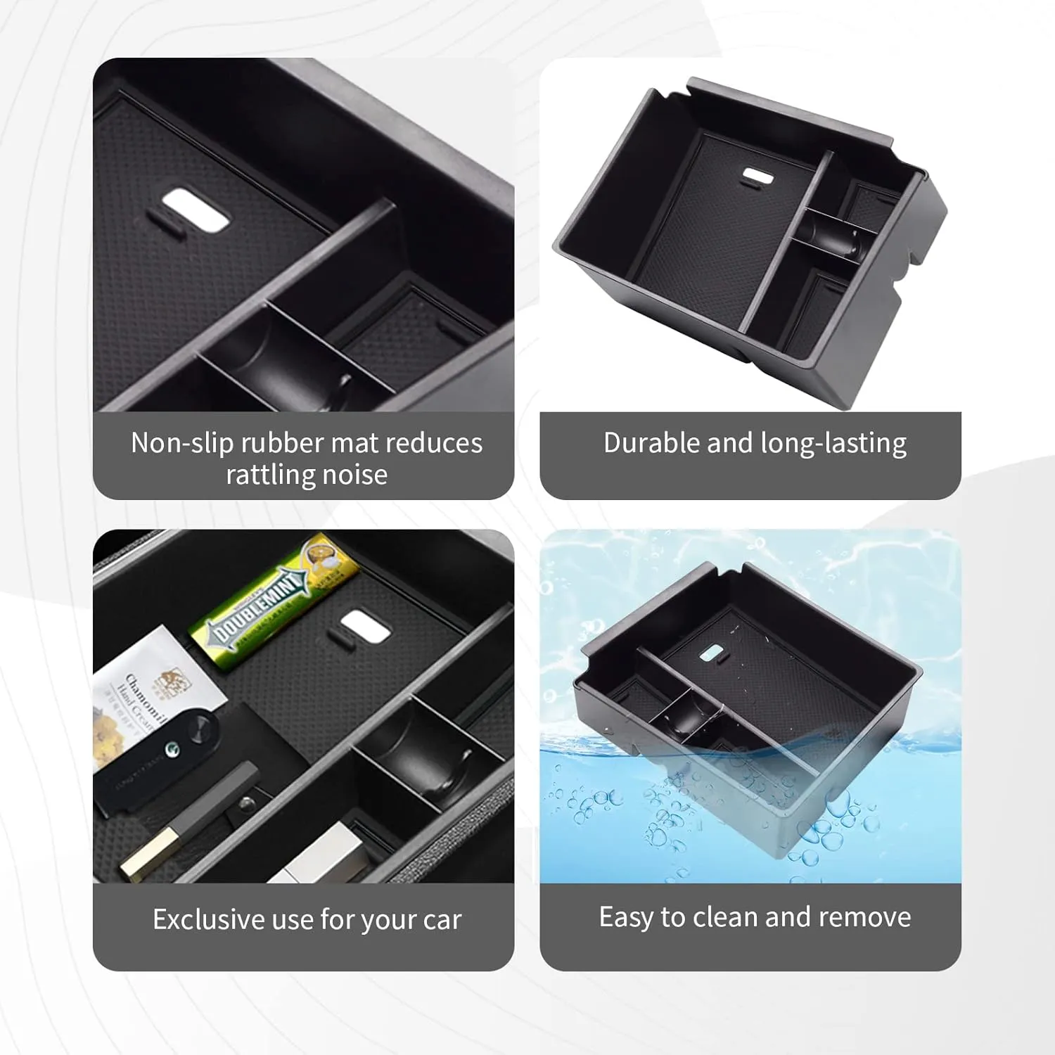 CDEFG Center Console Organizer Tray for 2022 2023 2024 Santa Cruz 2024 Tucson Limited Hybrid SEL Armrest Storage Box Tray 2022 2023 2024 Santa Cruz 2024 Tucson Limited Hybrid SEL Accessory (Black Mat)