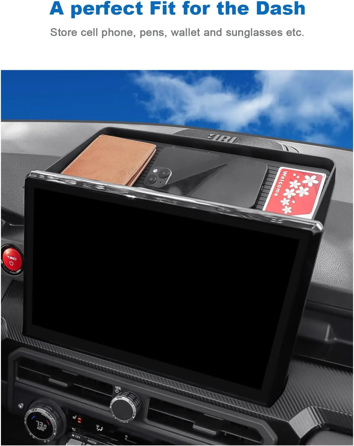 CDEFG Dashboard Storage Tray for 2024 2025 Toyota Tacoma 14-Inch Screen Compatible with 2024 2025 Toyota Tacoma (Limited/Trailhunter/TRD Pro) Accessories Behind-Screen Dash Organizer