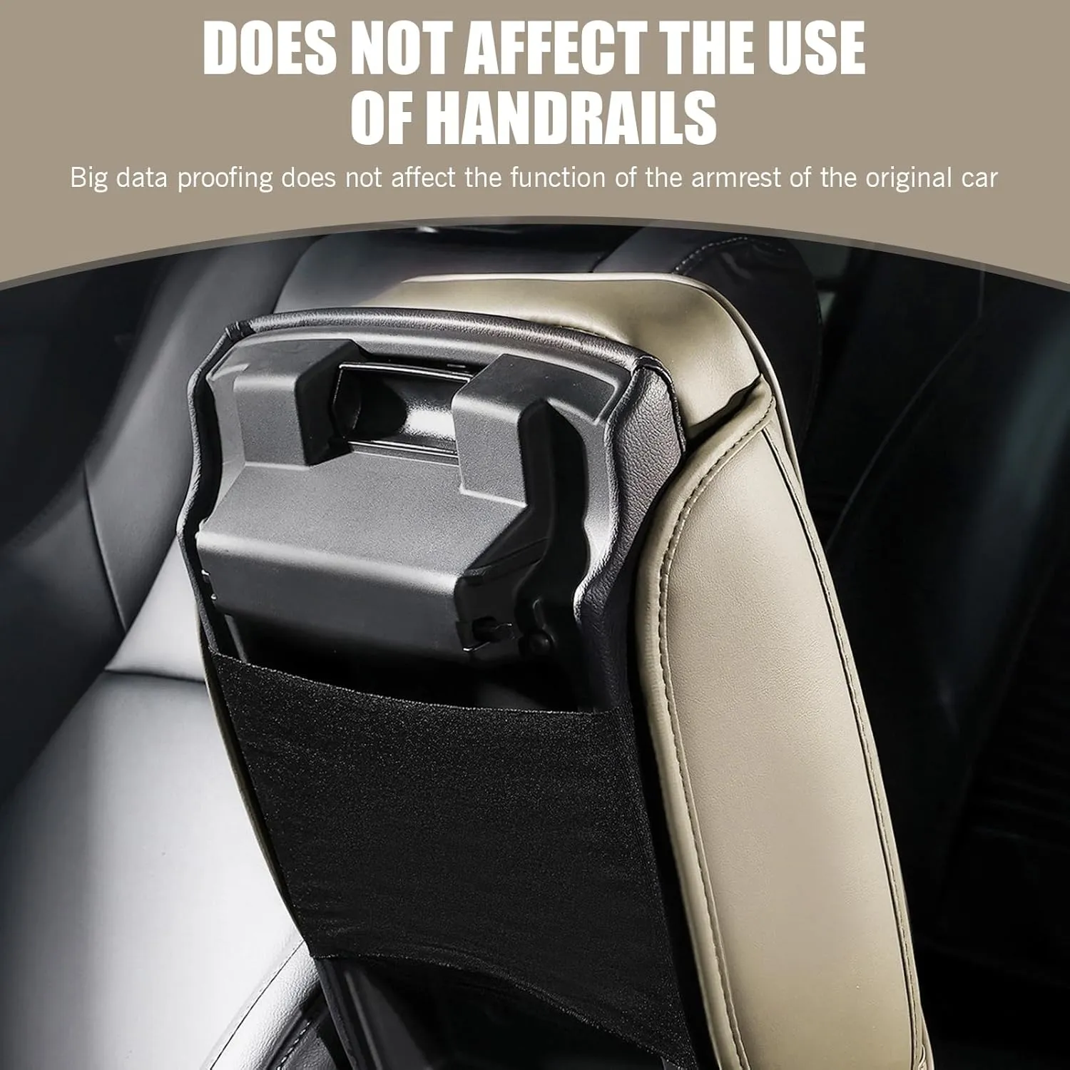 Center Console Cover, Car Center Console Cushion, Armrest Cover with 2 Storage Bags, PU Leather Center Console Lid Protector, Universal Car Interior Accessories for Most Vehicles (Beige)