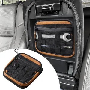 Center Console Hidden Storage Bag Compatible with 2024 2025 Toyota Tacoma & 4Runner Accessories, Hidden Storage Bag for Center Armrest Box, Orange