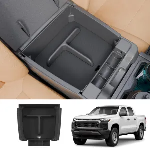 Center Console Organizer Box Compatible with 2023-2025 Chevrolet Colorado GMC Canyon Console Tray Armrest ABS Storage Box with Silicone Pad for 2024 Chevy Colorado GMC Canyon Accessories