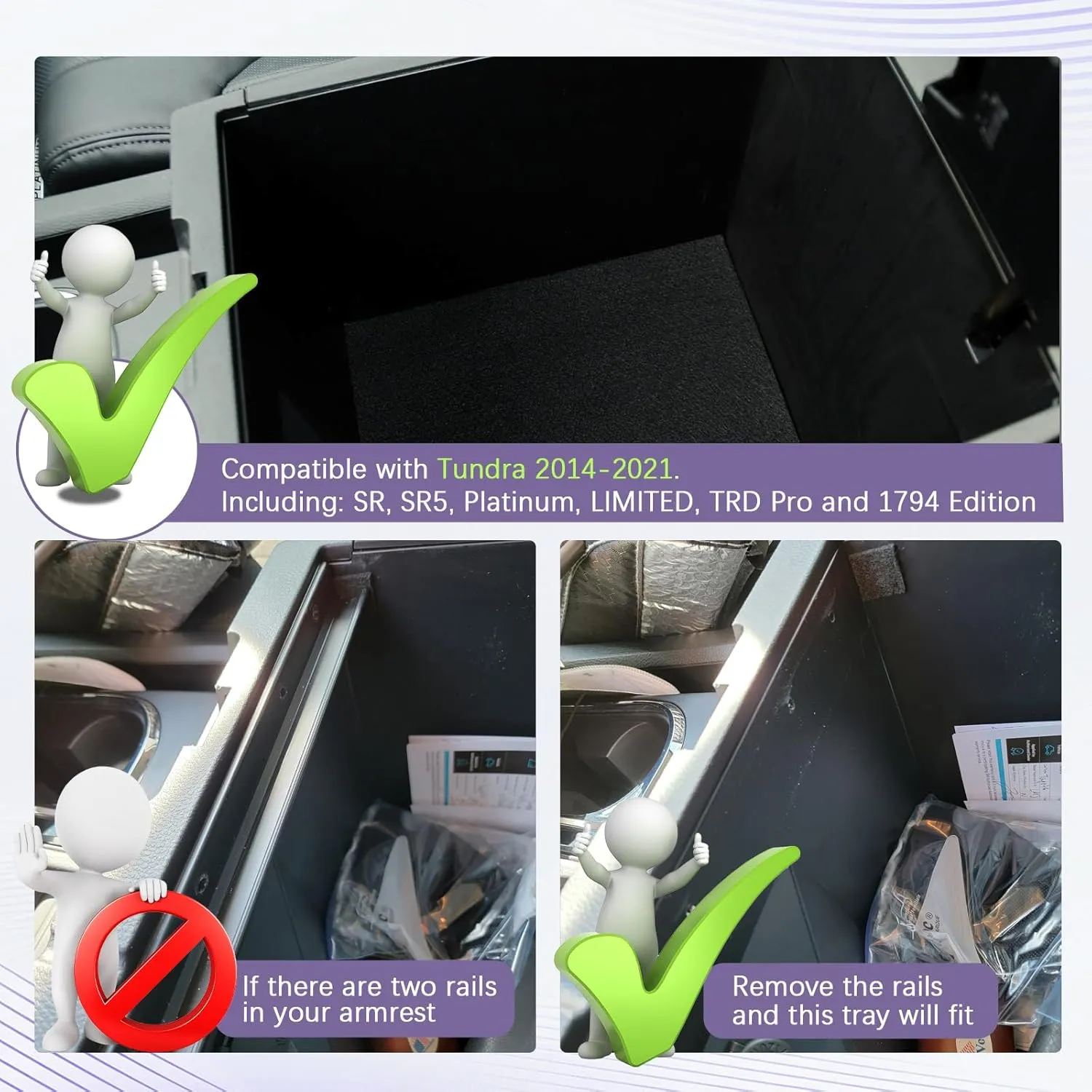 Center Console Organizer Full Cover Tray Compatible with Toyota Tundra 2014-2020 2021 Accessories, ABS Coin Holder Secondary Storage Box Insert Armrest Console Tray, Red