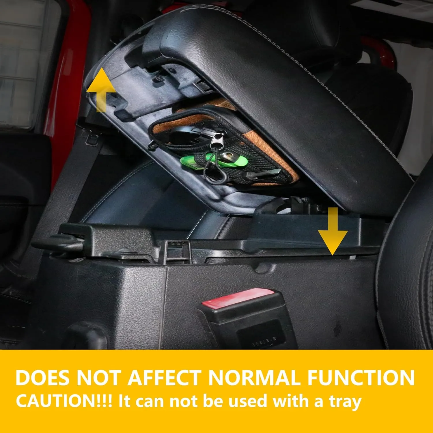 Center Console Organizer Storage Compatible with 2018-2025 Jeep Wrangler JL 4XE Gladiator JT Accessories Console Organizer Armrest Hidden Bag with Tactical Webbing Molle Panel, Orange