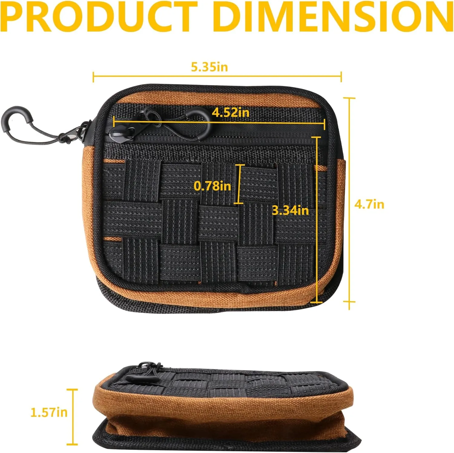 Center Console Organizer Storage Compatible with 2018-2025 Jeep Wrangler JL 4XE Gladiator JT Accessories Console Organizer Armrest Hidden Bag with Tactical Webbing Molle Panel, Orange