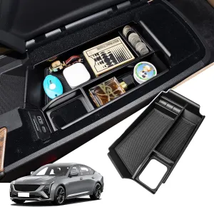 Center Console Organizer Tray Compatible with Cadillac CT5 2020 2021 2022 2023 2024 2025 Accessories, Armrest Box Insert Tray Secondary Storage Box for 2020-2024 2025 CT5, with Coin Holder