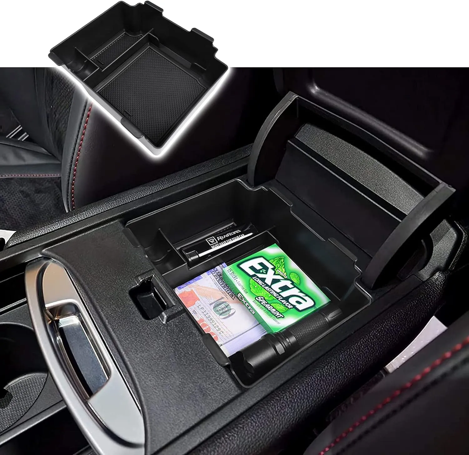 Center Console Upgraded Organizer Compatible with Acura RDX 2019 2020 2021 2022 2023 2024 Accessories, Armrest Storage Box Insert Card Container ABS Coin Holder Console Tray, Black