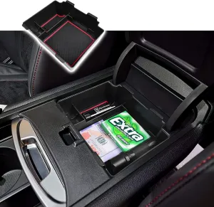 Center Console Upgraded Organizer Compatible with Acura RDX 2019 2020 2021 2022 2023 2024 Accessories, Armrest Storage Box Insert Card Container ABS Coin Holder Console Tray, Red