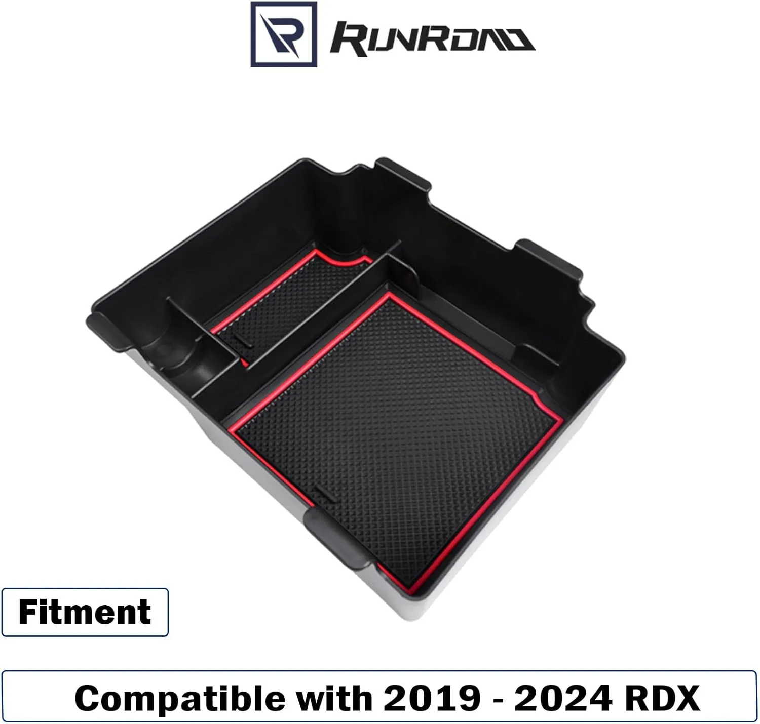 Center Console Upgraded Organizer Compatible with Acura RDX 2019 2020 2021 2022 2023 2024 Accessories, Armrest Storage Box Insert Card Container ABS Coin Holder Console Tray, Red