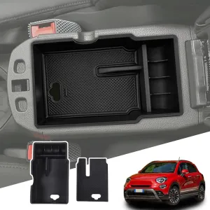 Central Console Armrest Storage Box Compatible with Fiat 500X Center Console Organizer Tray ABS Interior Accessories