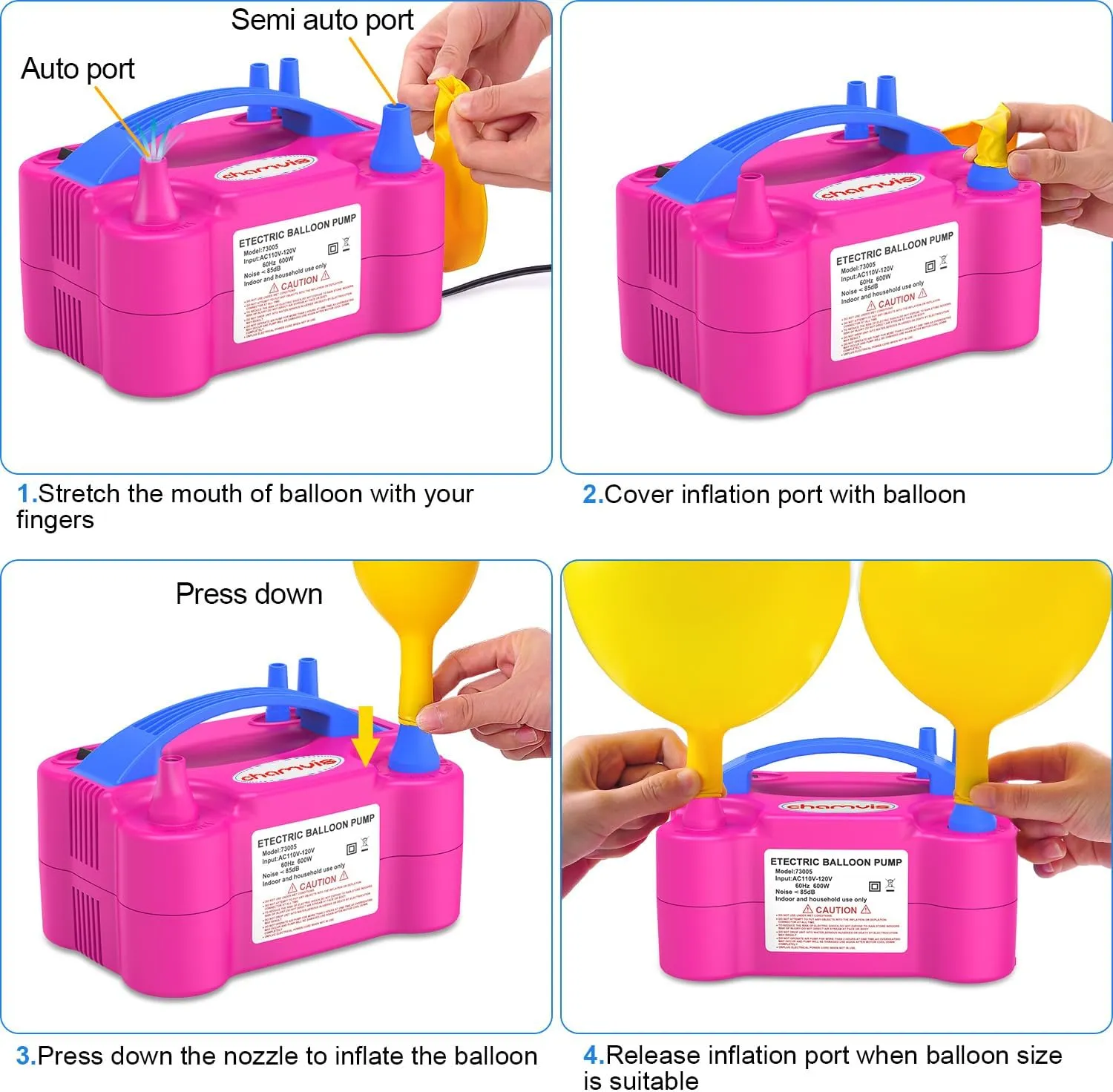 chamvis Electric Balloon Pump, 110V 600W Balloon Inflator Blower Pump: for Fast and Easy Filling Balloons Balloon Arch Kit Party Balloon Decorations