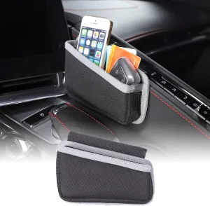 CHEAYAR Center Console Side Storage Bag Compatible for Corvette C8 2020-2023, Car Storage Pocket Bag Adds Extra Storage Space, Black