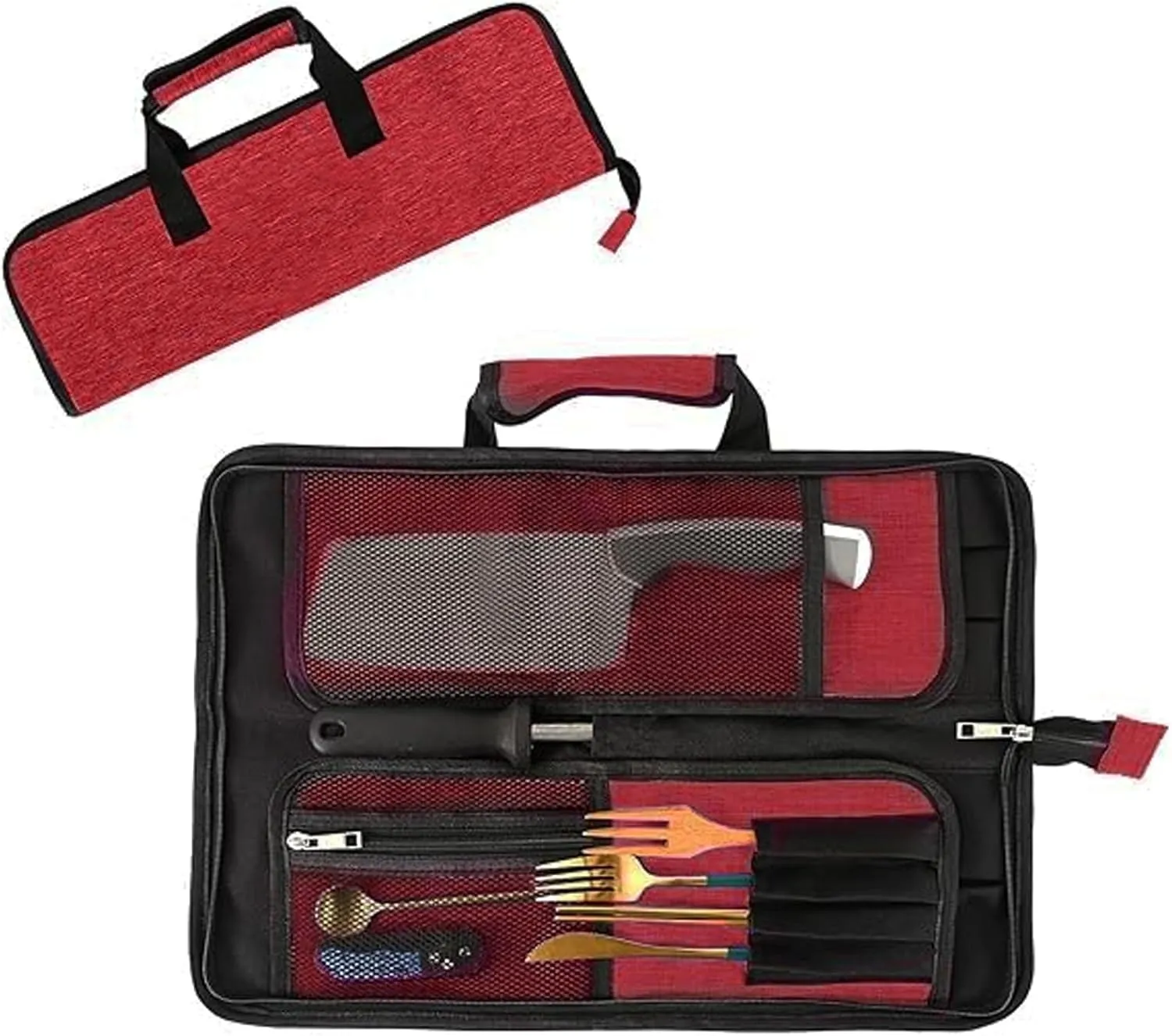 Chef’s Knife Roll Bag, Heavy Duty Oxford Chef Knife Bag, Portable 13 Slots Chef Knife Case, Multi-function Cutlery Knives Pouch Holder Knife Wrap Wallet Tool Roll