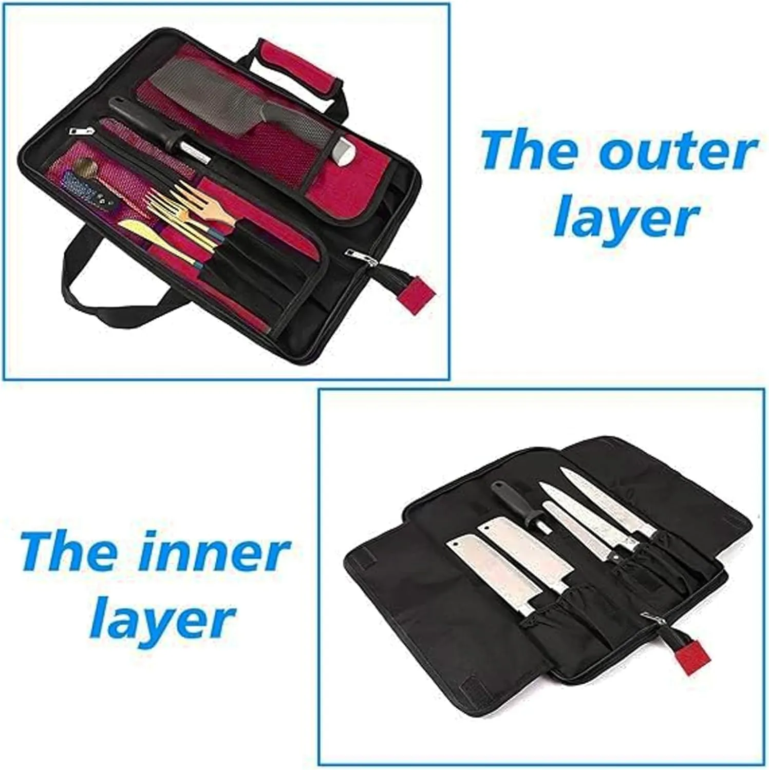 Chef’s Knife Roll Bag, Heavy Duty Oxford Chef Knife Bag, Portable 13 Slots Chef Knife Case, Multi-function Cutlery Knives Pouch Holder Knife Wrap Wallet Tool Roll