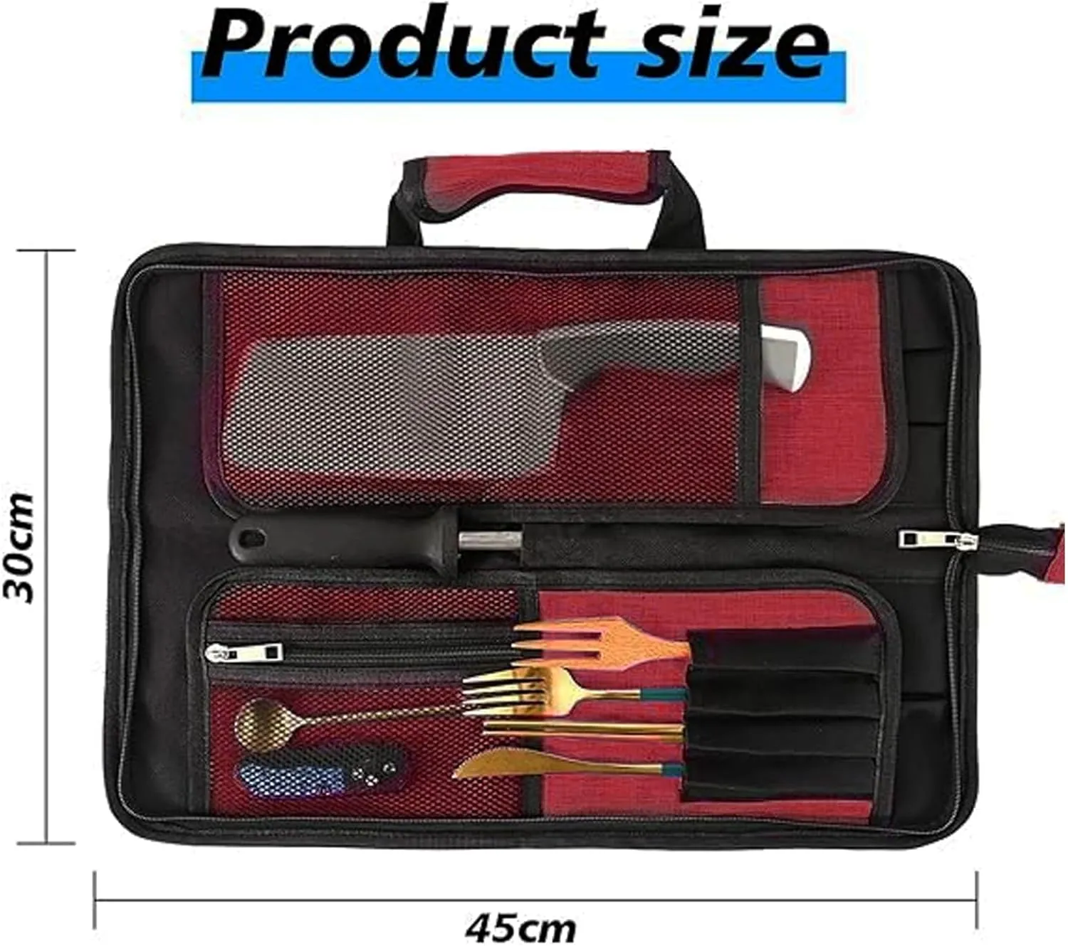 Chef’s Knife Roll Bag, Heavy Duty Oxford Chef Knife Bag, Portable 13 Slots Chef Knife Case, Multi-function Cutlery Knives Pouch Holder Knife Wrap Wallet Tool Roll