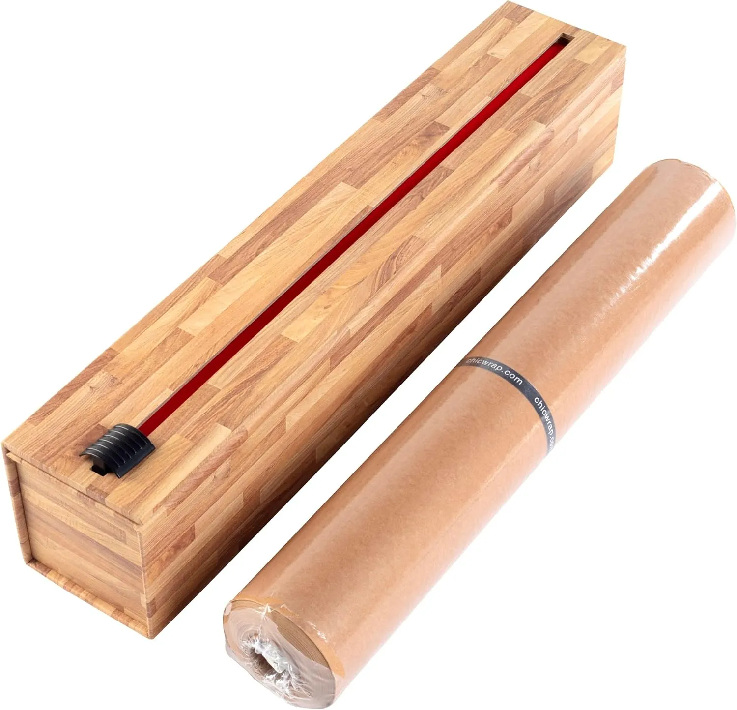ChicWrap Butcher Block Parchment Paper Dispenser - Includes 15"x 164' (205 Sq.Ft) Roll Unbleached Baking, Cooking & Culinary Paper - Reusable Dispenser w/Slide Cutter - Kosher Certified