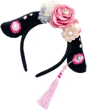 Chinese Princess Headband Costume Cosplay Chinese Qing Dynasty Hair Hoop Ancient Traditional Hanfu Hairband for Woman Girl Decorative Retro Cheongsam Head Hair Accessories