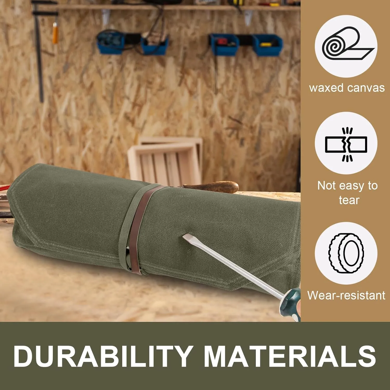 Chisel Roll,12 Pockets Roll Up Tool Pouch,Waxed Canvas Small Tool Roll Organizer and Wrench Roll Up Pouch,Store Chisel,Wrench,Pliers,Carving Knife,Best Gifts Bag for Carpenter