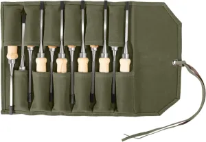 Chisel Roll,12 Pockets Roll Up Tool Pouch,Waxed Canvas Small Tool Roll Organizer and Wrench Roll Up Pouch,Store Chisel,Wrench,Pliers,Carving Knife,Best Gifts Bag for Carpenter