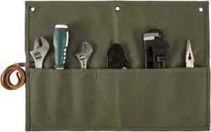 Chisel Roll,Small Tool Roll Pouch,Tool Roll Bag Organizer, Heavy Duty Waxed Canvas Tool Bag, Multi-Purpose Roll-Up Storage Bag for Hand Tools Holder With 6 Pockets Wrench Roll Up Pouch (Army Green)