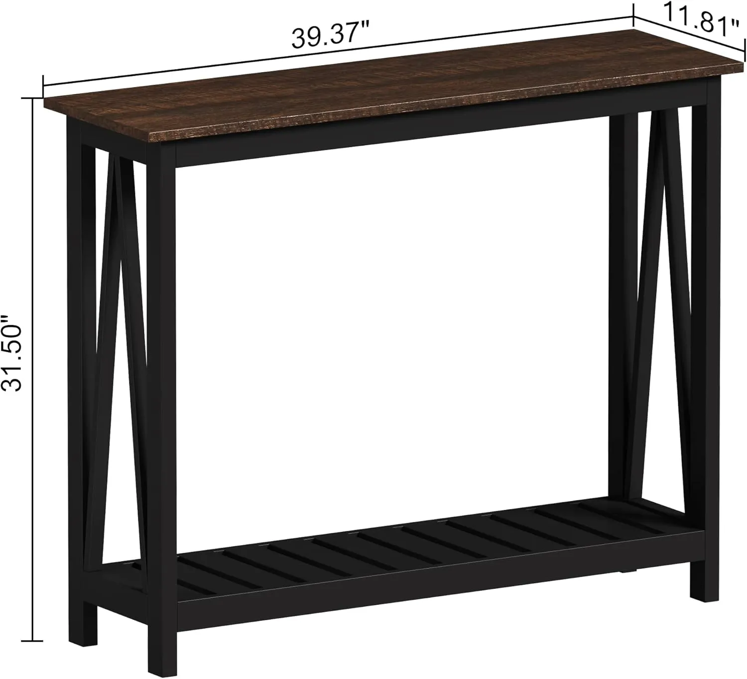 ChooChoo Console Table for Entryway Sofa Tables Living Room Farmhouse, Hallway Foyer Table Narrow with Shelf, Black