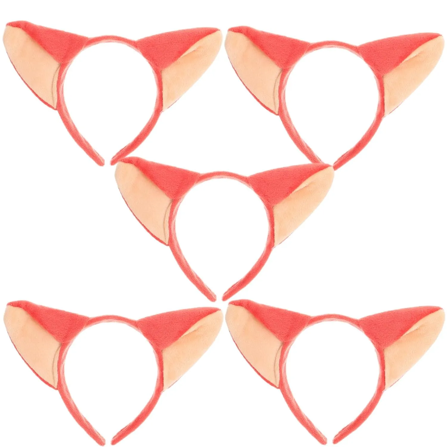 Christmas 5pcs Foxes Ears Headband Cute Fashion Plush Animal Ear Hair Hoop Cosplay Costume Headdress for Festival Birthday Halloween Party Favors Bunny Ears Headband