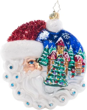 Christopher Radko Hand-Crafted European Glass Christmas Decorative Ornament, Christmas Village Santa