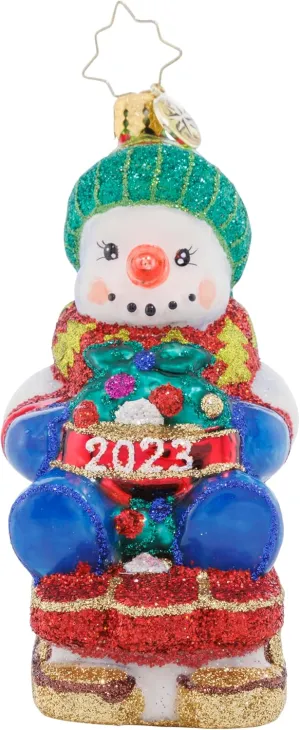 Christopher Radko Hand-Crafted European Glass Christmas Decorative Ornament, Sliding Through The Year