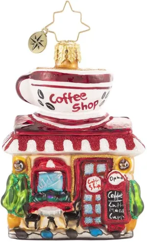 Christopher Radko Hand-Crafted European Glass Christmas Decorative Ornament, Wake Up and Smell The Coffee Gem