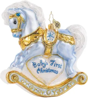 Christopher Radko Hand-Crafted European Glass Christmas Tree Decorative Figural Ornament, Baby's First Christmas Foal